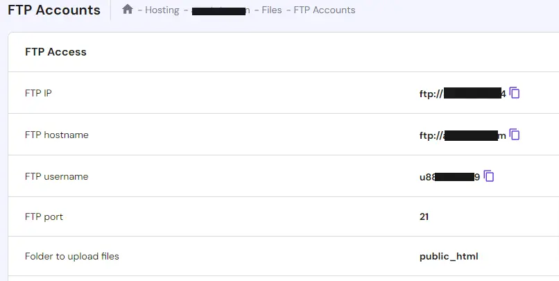 ftp details