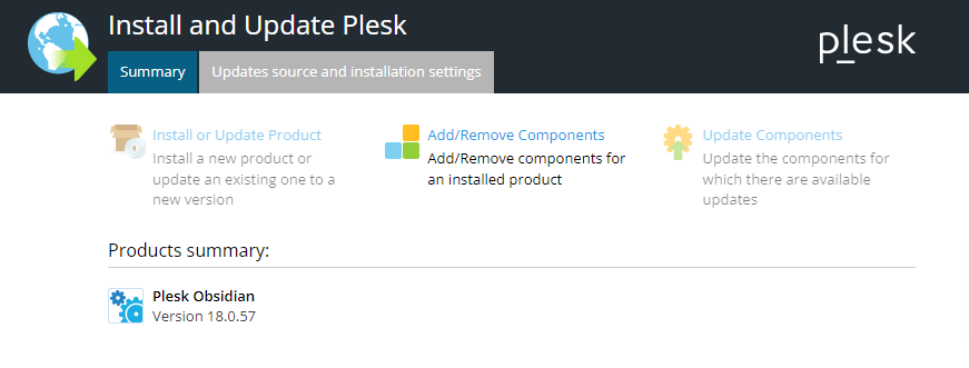 add new component in plesk