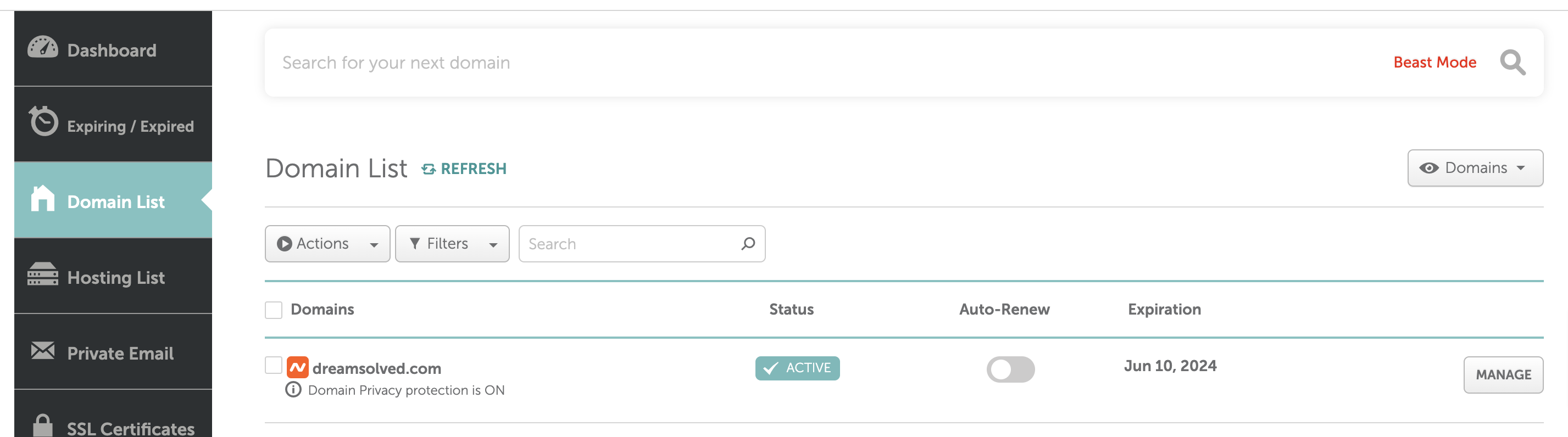 Access domain management in Namecheap