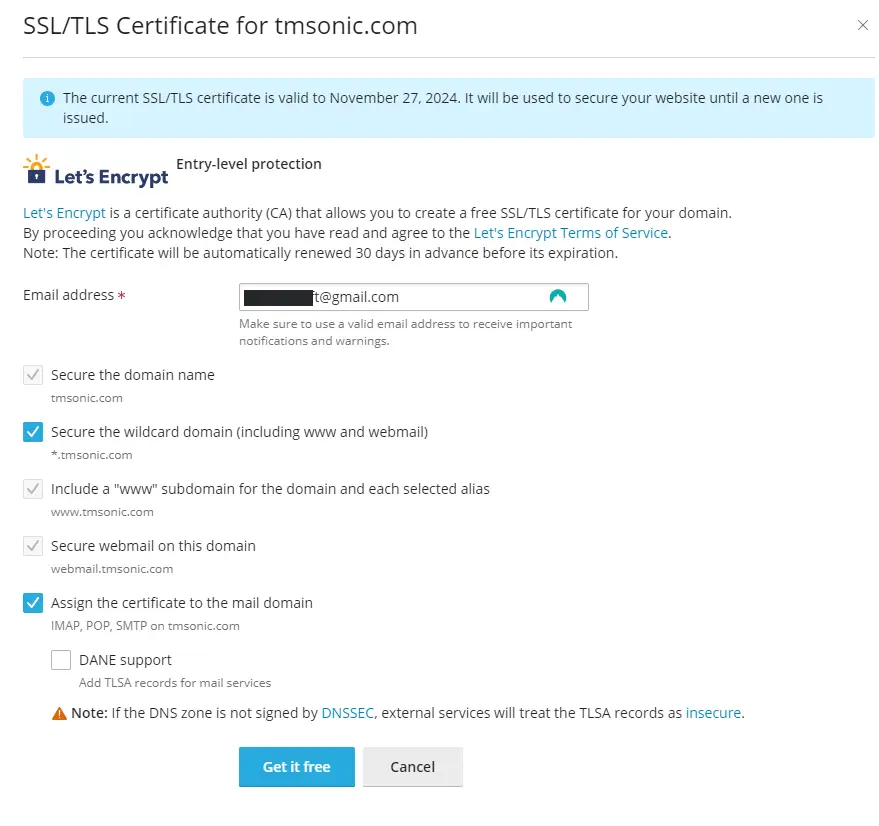 Install let's encrypt SSL